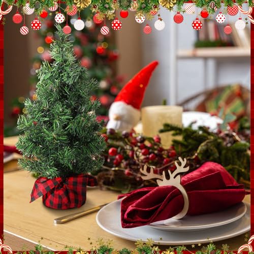 12 Pcs Mini Artificial Christmas Trees - 11.81 Inch, Unlit Tabletop Decor Set