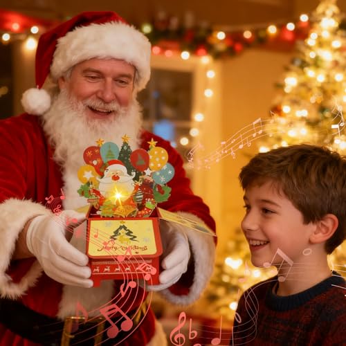 Christmas Pop Up Greeting Card with Light & Music - Holiday Gift, Decoration - Variation of Christmas Card / Christmas Gifts