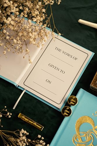 His and Hers Linen Vow Books Set with Cufflinks and Tie Clip