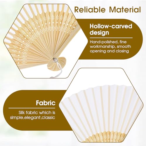 Elegant White Folding Hand Fan - Wooden & Paper Design for Weddings & Parties