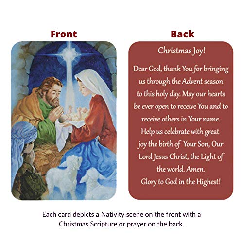 Christmas Prayer Cards Assortment - Nativity Scene Scripture & Prayers, 54 Pack