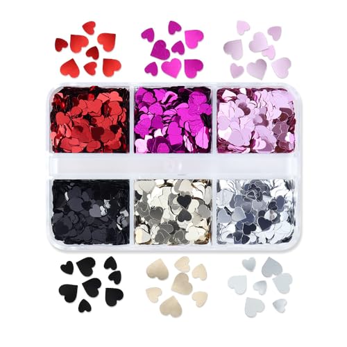 SeBneny Valentine Heart Chunky Glitter Holographic Nail Sequins