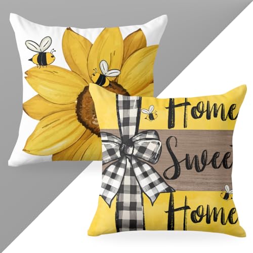 2 PCS Sunflower Pillow Covers 18x18 - Flannel & Zippered | Polychromatic1212