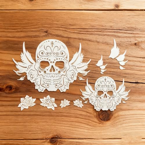 TIAMECH A4 Reusable Skull Wings Stencil for DIY Painting