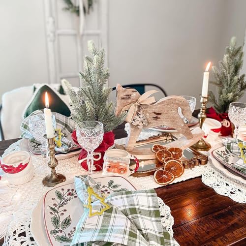 Christmas Tree Napkin Rings Set of 12 - Gold Hollow Holiday Table Decor