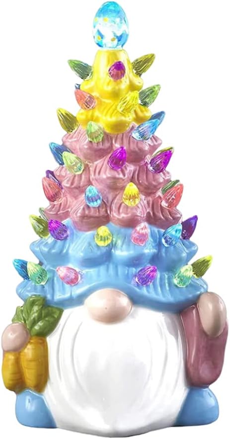 Naisicore Light Up Easter Bunny Gnome Decoration - 15cm Resin Figurine for Home & Office Decor | 1 Piece