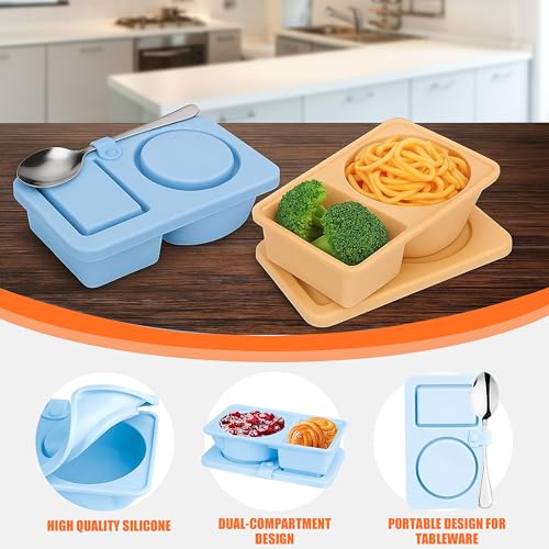 Reusable Silicone Snack Containers with Lids - 3-Pack Bento Boxes
