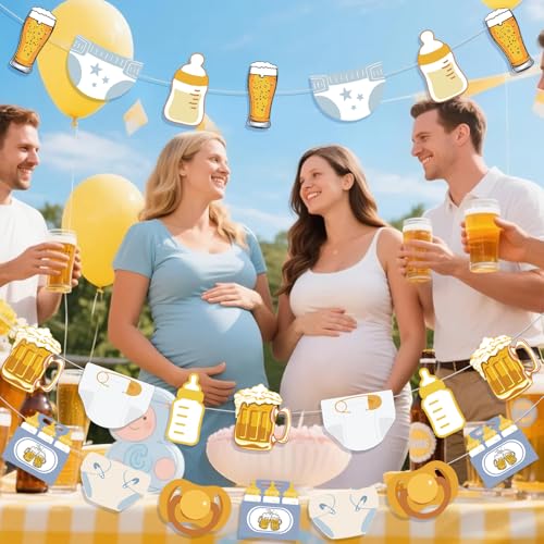 Beer and Diaper Garland Banners for Baby Shower Party Decor