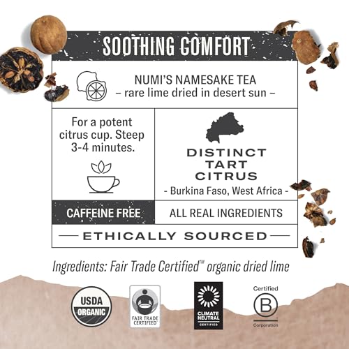 Numi Organic Dry Desert Lime Herbal Tea Bags - Caffeine Free, 18 Count