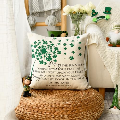 St. Patrick's Day Lucky Clover Throw Pillow Cover - 18x18 Inch