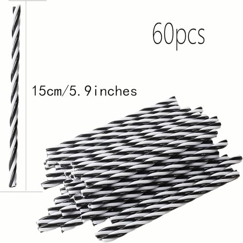 60-Pack Black Christmas Candy Cane Sticks for Decorations
