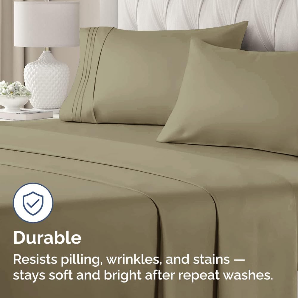 Skiennix Queen Pillow Cases Set of 4 - Ultra Soft Hotel Quality Covers - Wrinkle Free & Fade Resistant - Khaki