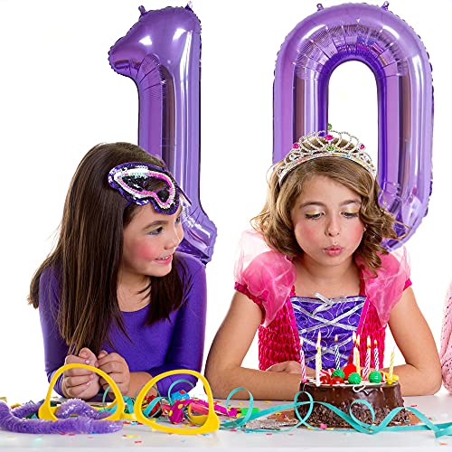 40 Inch Purple Number 10 Balloon - Aluminum Foil Birthday Decoration