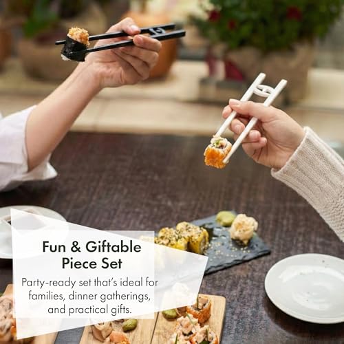 Reusable Beginner Chopsticks for Adults - 4 Pcs with Helper Design