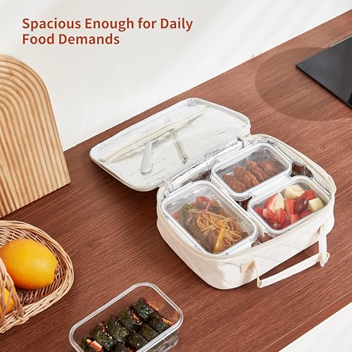 Pink Insulated Lunch Bag for Women, Quilted Lunch Tote with Aluminum Foil Lining, 6-Hour Hot & Cold Preservation, Easy-Clean & Spacious