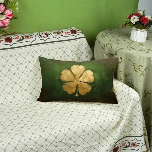St. Patrick's Day Pillow Cover 12x20 Inch Shamrock Decor