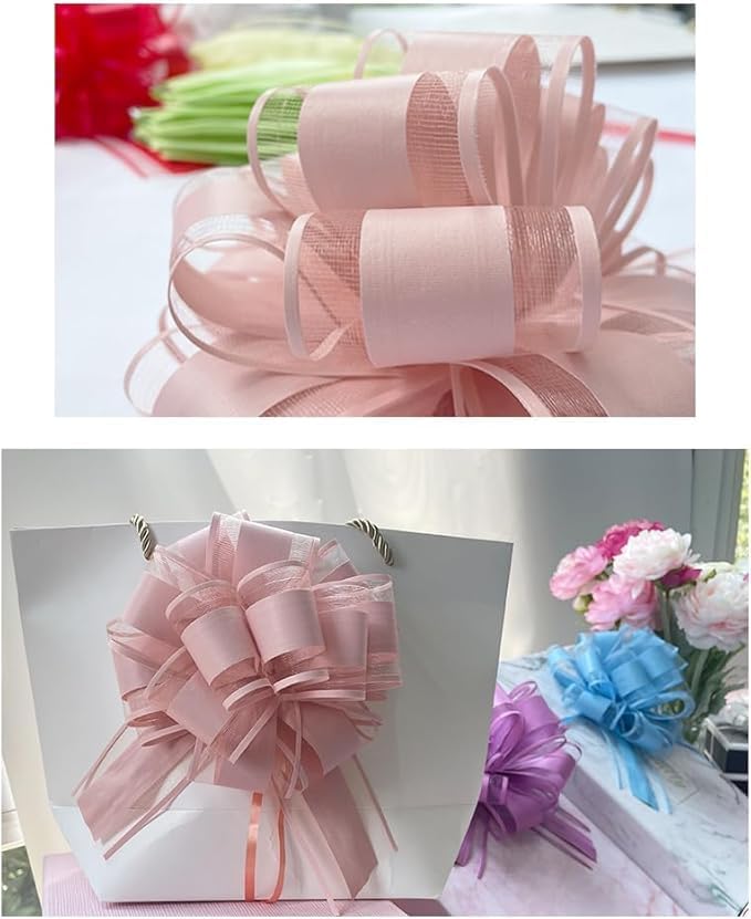 Skiennix Pull Bows - Sky Blue Gift Bows for Party & Wedding Decorations | 6 Inches, Set of 6