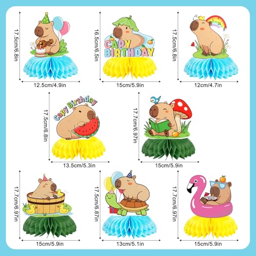 Capybara Honeycomb Centerpieces 8-Pack Party Table Decorations