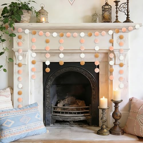Boho Felt Ball Garland - 4 Pack Colorful Pom Pom Decoration