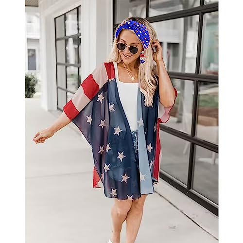 American Flag Knotted Headband with Pearls and Rhinestones, 4th of July
