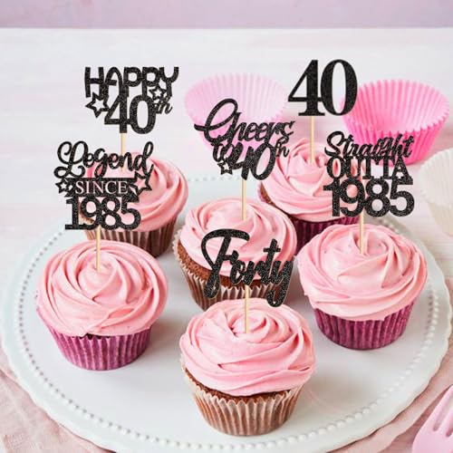 40th Birthday Cupcake Toppers - Straight Outta 1983 (24 Pack)