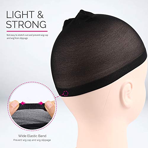 FANDAMEI Nylon Wig Caps 4 Pcs Stocking Wig Caps for Women Black