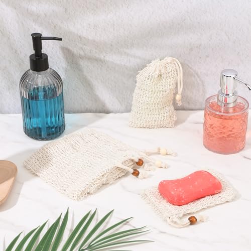 6 Pack Natural Sisal Soap Saver Bag Exfoliating Bar Soap Pouch