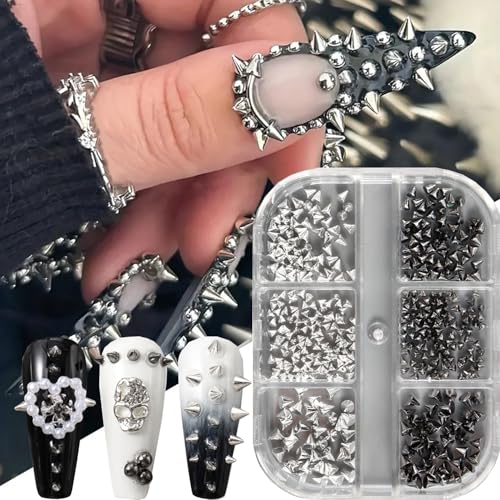 Punk Bullet Rivet Nail Charms 3D Cone Metal Studs for DIY Nail Art