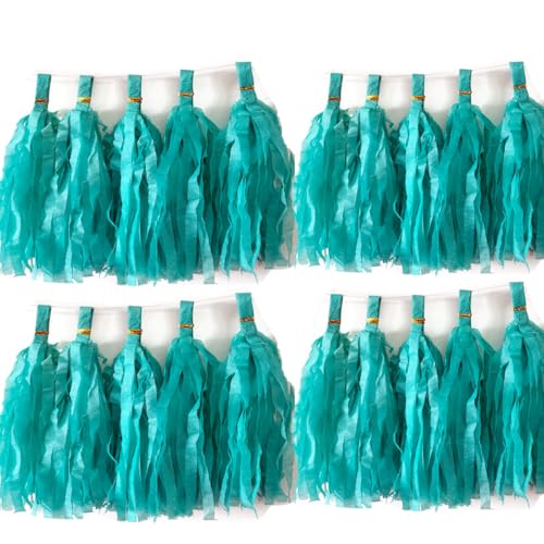 Teal Paper Tassel Garland - 30pcs DIY Tissue Paper Tassels