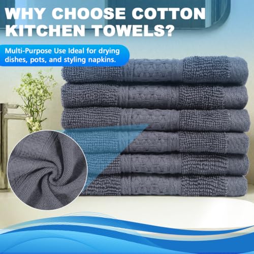 100% Cotton Wash Cloths - 12x12 Inch, 6 Pack, Soft & Absorbent
