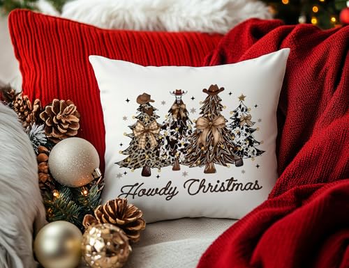Christmas Western Pillow Covers 18x18 - Holiday Farmhouse Decor, KDHTY