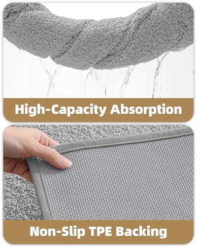Color&Geometry Ultra Soft Grey Bath Mat 17"x30" - Absorbent & Non-Slip