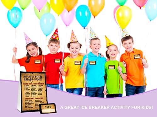 What's Your Pirate Name Game - Vintage Birthday Party Sign and Stickers