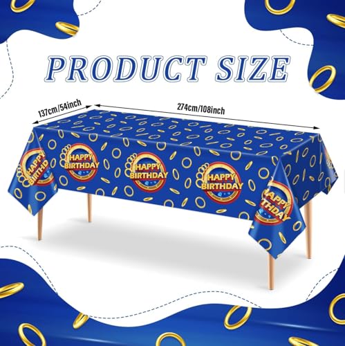 Blue Gold Cartoon Birthday Party Tablecloths - 3 Pack