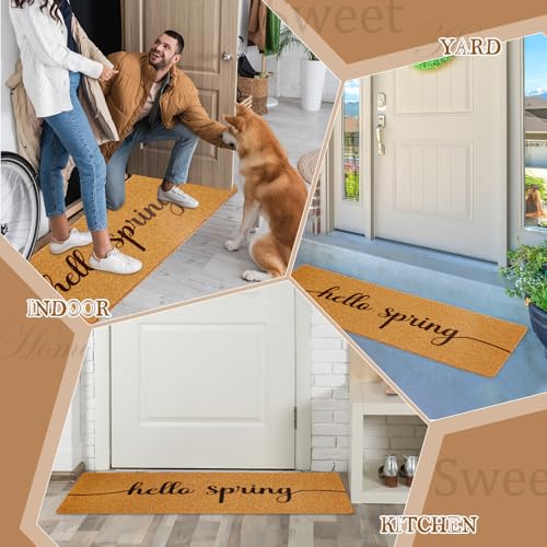 Hello Spring Long Doormat 48x16 Inch, Non-Slip PVC Entrance Mat - Yellow