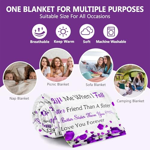 To My Sister Blanket - 50x60 Soft Throw Gift for Sister Birthday