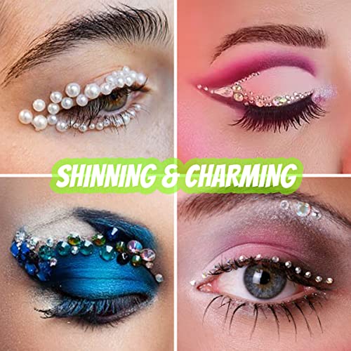 Bowitzki 3 Sheets Self-Adhesive Face Gems Rhinestone Crystal Makeup Stickers