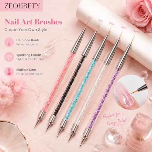 ZEOHBETY 5Pcs Nail Art Liner Brushes and Dotting Pen Tool Set