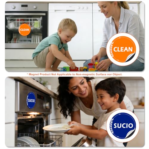 Dishwasher Clean Dirty Magnet 2 Pack - Bilingual English Spanish