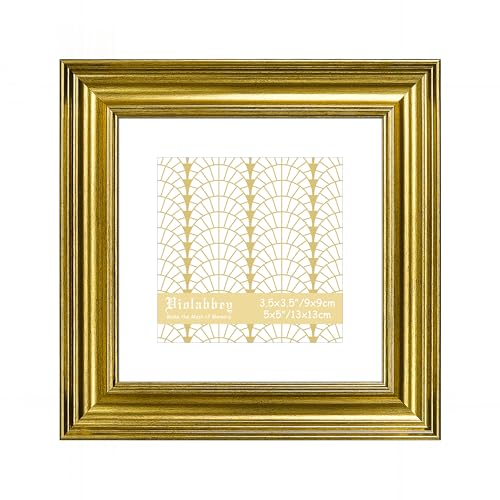 VIOLABBEY 5x5 Picture Frame in Rustic Gold – Square Decorative Photo Frame