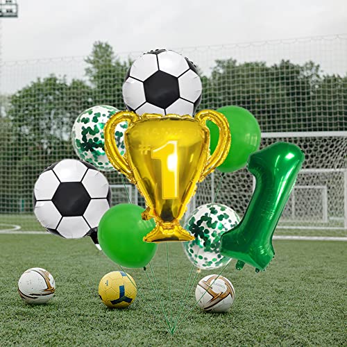1st Birthday Soccer Balloon Set - Green Football Decorations