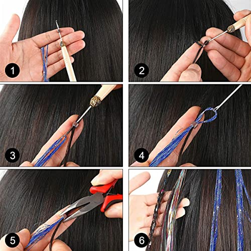 Tracy Green Hair Tinsel 47 Inch 800 Strands with Tools and Beads