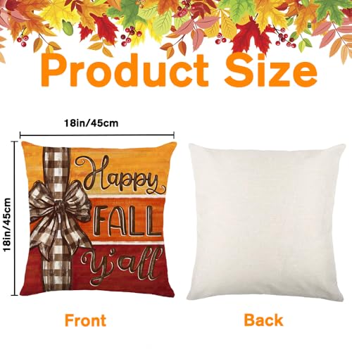 Set of 4 Fall Pumpkin Throw Pillow Covers 18x18in
