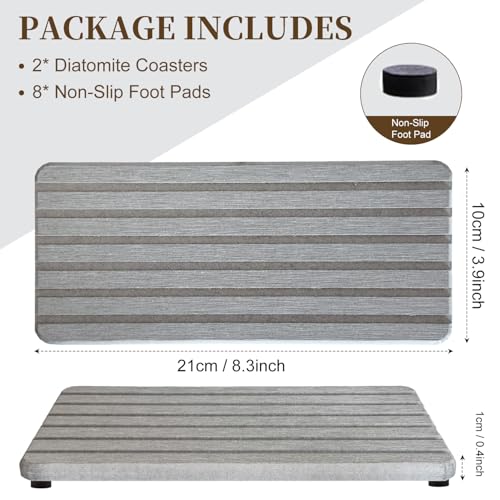 2 Pack Diatomite Coasters - Ultra Absorbent & Quick Drying