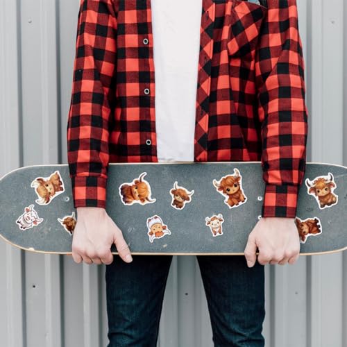50 Pcs Cute Cow Vinyl Stickers for Water Bottles & Laptops