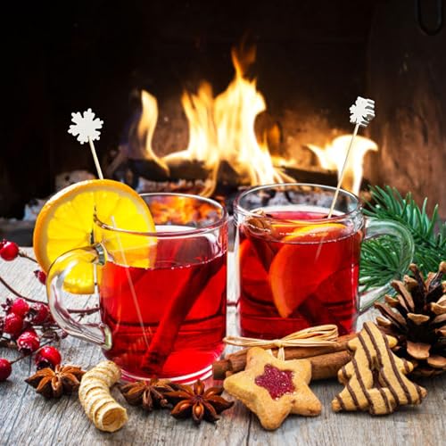100Pcs Christmas Snowflake Cocktail Picks for Appetizers & Drinks