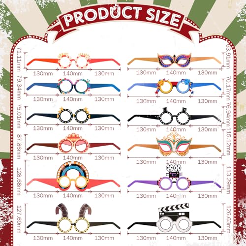 24 Pcs Movie Night Paper Glasses - Fun Photo Booth Props