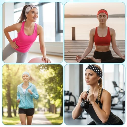 Exircy 6 PCS Polka Dot & Striped Headbands Soft Elastic Non-Slip