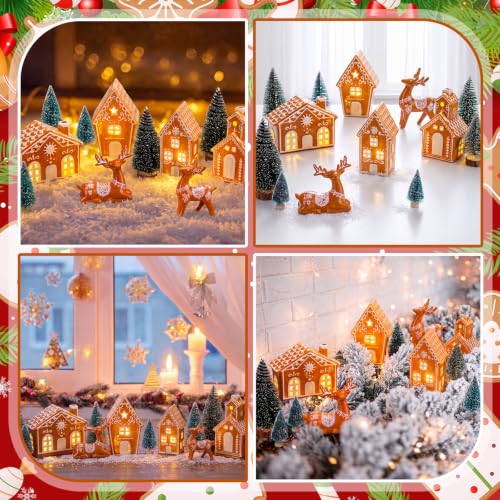 Christmas Village Ceramic Set with Gingerbread Houses & Mini Trees