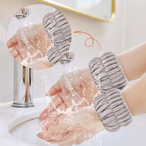 Wteehn 6 Pcs Absorbent Face Wash Wristbands for Skincare and Makeup
